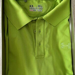 Men's Large Under Armour Golf Shirt XL Quick Dry Lime Green